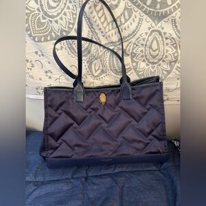 Kurt Geiger Medium Blue Recycled Nylon Quilted Shopper Bag.